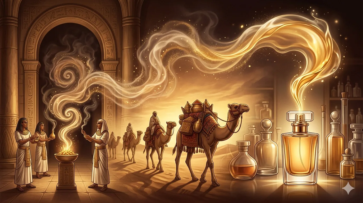 Slide Do Antigo Egito à Perfumaria Moderna: A Obsessão pelo Aroma do Ouro